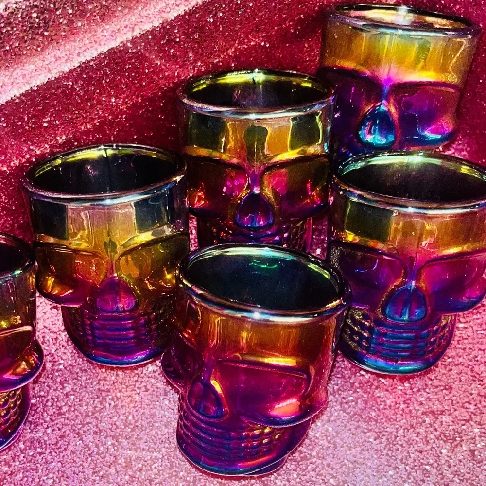 6 Iridescent Skull Shot Glasses by Circleware Rainbow Fusion - Picture 13 of 16
